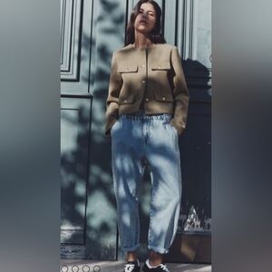 ZARA High-Waisted Paperbag Baggy Jeans